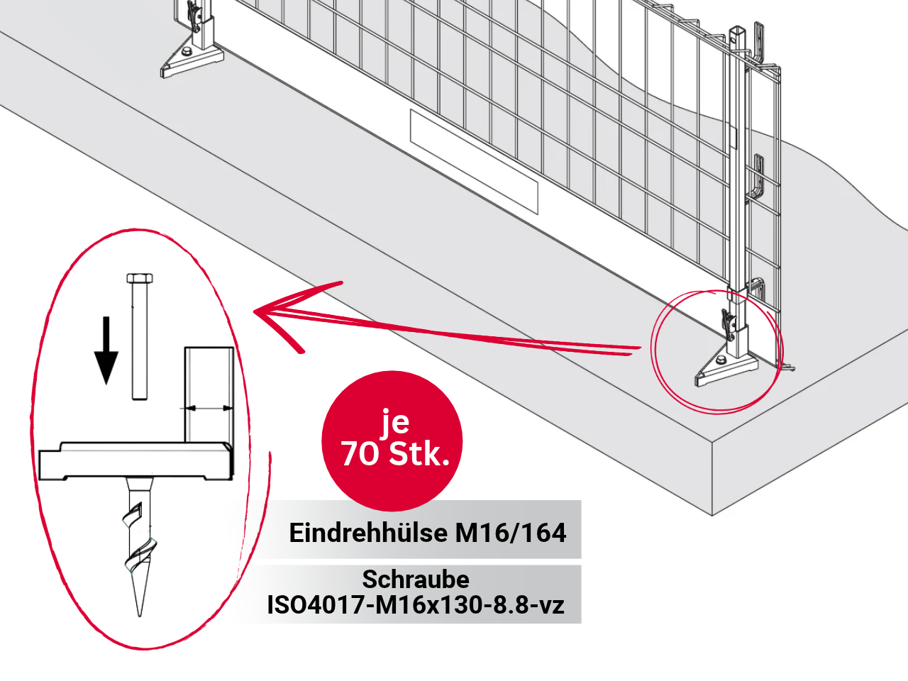PERI PROKIT Ergänzungspaket Eindrehhülse mit Schraube