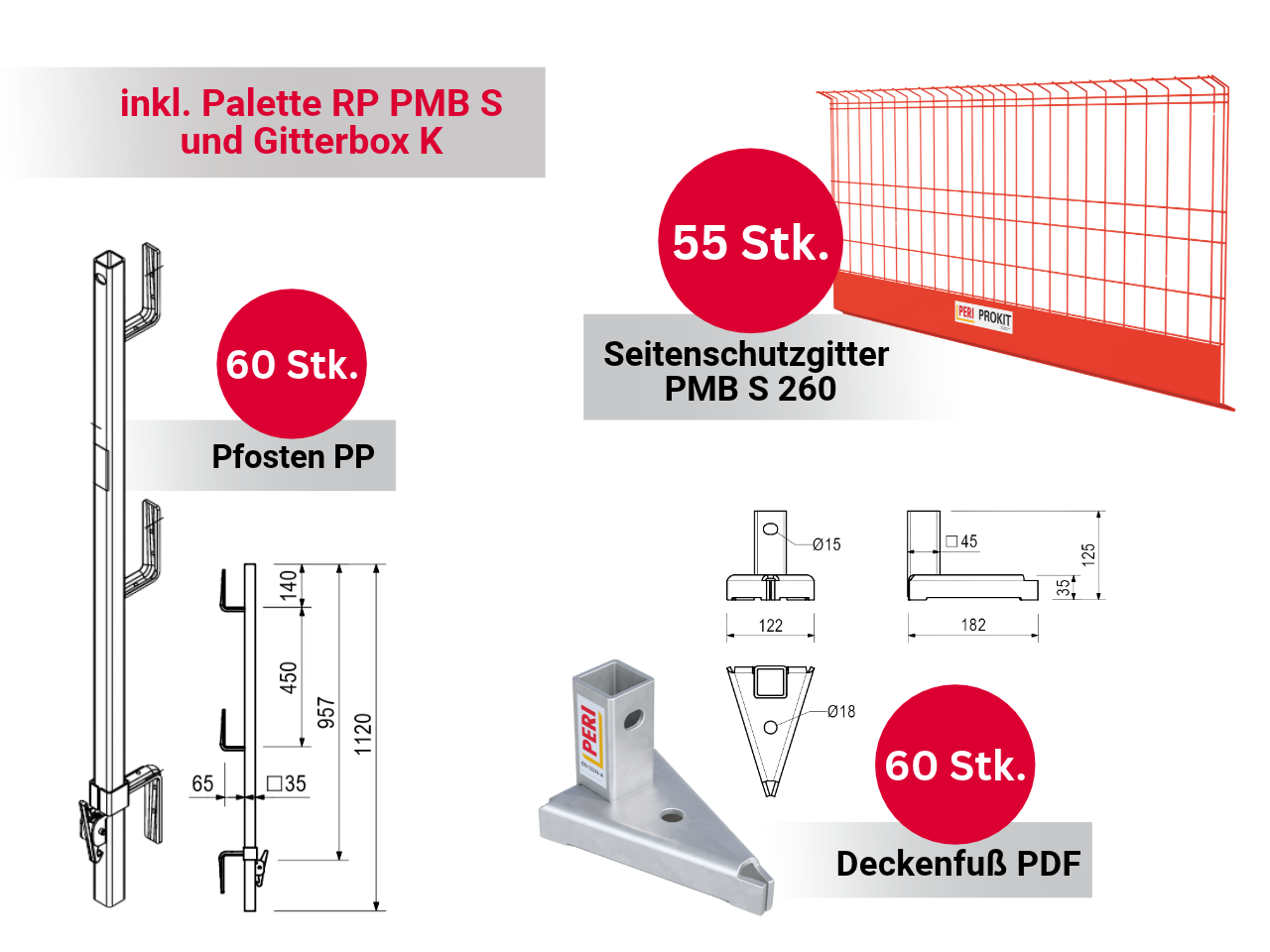 PERI PROKIT Basispaket mit Deckenfuß für 144 lfm